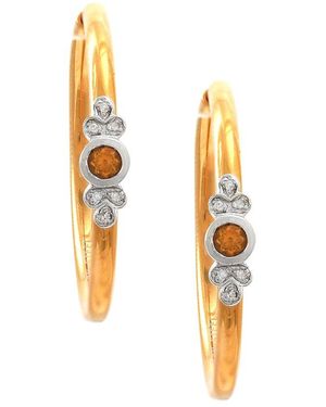 Gemstones 0.25 Ct. Tw. Diamond & Citrine Earrings - Metallic