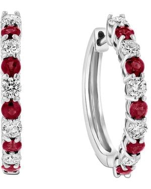 Diana M. Jewels Fine Jewellery 14k 1.35 Ct. Tw. Diamond & Ruby Hoops - Red