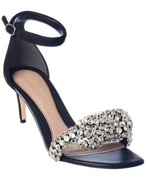 McQueen Crystal Embellished Suede Sandal - Black