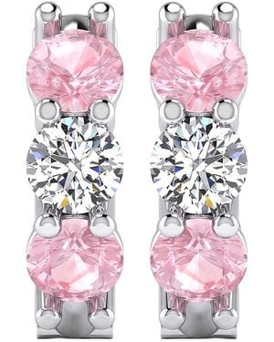 Elan Jewels 14K 0.75 Ct. Tw. Lab-Grown Diamond Huggies Earrings - Pink