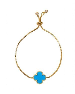 Liv Oliver 18k Plated Enamel Adjustable Bracelet - Blue