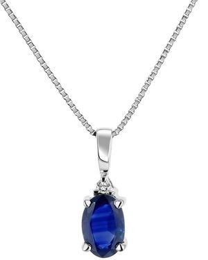 LEVARON 14K 0.36 Ct. Tw. Diamond & Sapphire Drop Pendant - Blue