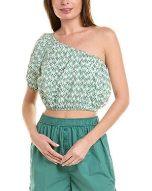 Onia One-Shoulder Poplin Top - Blue