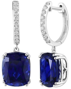 Effy Fine Jewelry 14K 10.71 Ct. Tw. Lab-Grown Diamond & Lab-Grown Sapphire Earrings - Blue