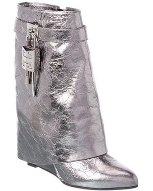 Givenchy Shark Lock Leather Bootie - Gray