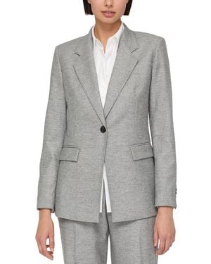Lafayette 148 New York Single Button Wool-Blend Blazer - Grey