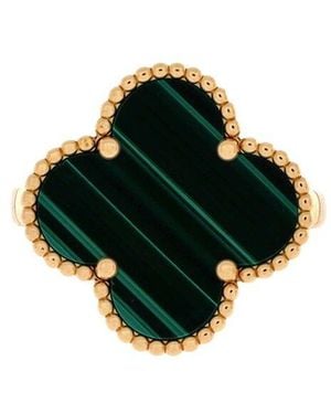 Van Cleef & Arpels 18k Gold Magic Alhambra Ring 18k Yellow Gold With Malachite (authentic Pre-loved) - Black