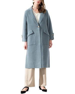 MALABO Single Button Long Coat - Blue