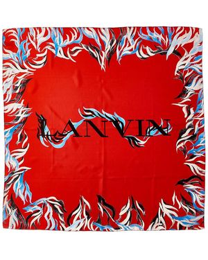 Lanvin Printed Twill Silk Scarf - Red