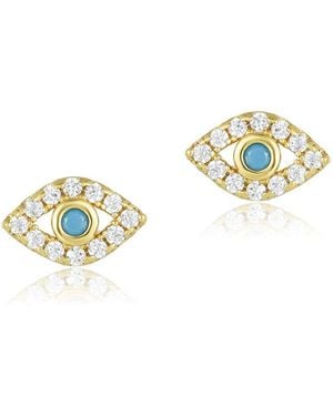 Adornia 14k Plated Evil Eye Earrings - Metallic