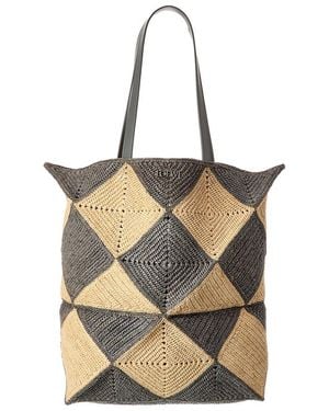 Loewe Puzzle Fold Xl Raffia Tote - Natural
