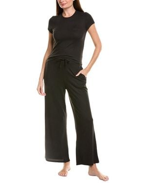 Natori 2Pc Bliss Essentials Short Sleeve Pajama Set - Black