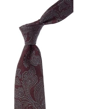 Brunello Cucinelli Paisley Silk & Wool-Blend Tie - Purple