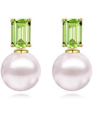 Kai Fine Jewelry 14K 1.20 Ct. Tw. Peridot & 8-9Mm Pearl Drop Earrings - Green