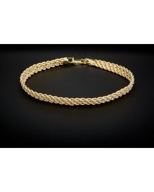 Italian Gold 14k Triple Row Semi-solid Rope Bracelet - Black