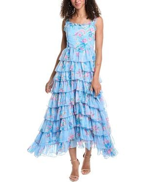 Beulah London Tiered Maxi Dress - Blue