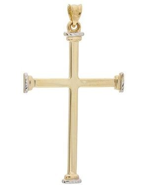 Italian Gold 10K Cross Pendant - White