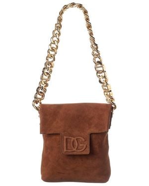 Dolce & Gabbana Dg Logo Suede Crossbody - Brown