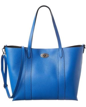 Italian Leather Top Handle Tote - Blue