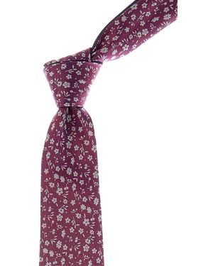 Canali Floral/ Dots Reversible Silk Tie - Purple