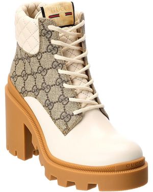 Gucci GG Supreme Canvas & Leather Bootie - White