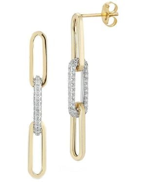 Nephora 14k Two-tone 0.48 Ct. Tw. Diamond Paperclip Studs - White