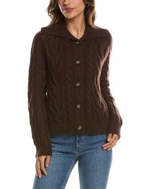 Forte Luxe Cable Wool & Cashmere-Blend Cardigan - Brown