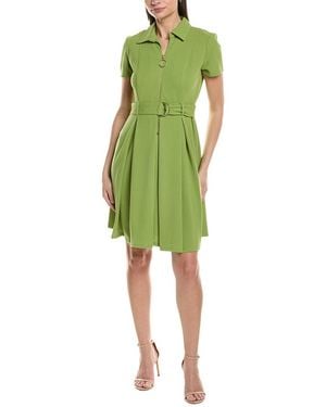 Sharagano Short Sleeve Shirtdress - Green
