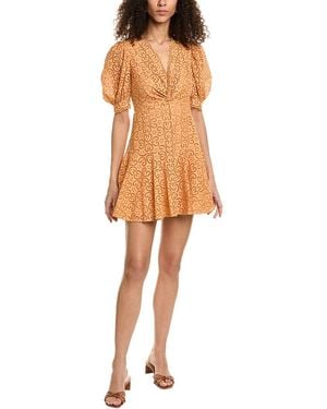 Sandro Eyelet A-Line Dress - Orange