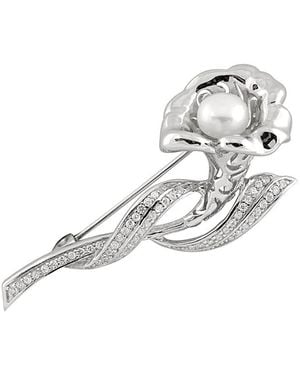 Splendid Silver 8-9mm Freshwater Pearl Brooch - White