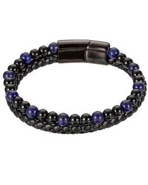 Eye Candy LA Premium Collection Stainless Steel Agate Jacob Bracelet - Blue