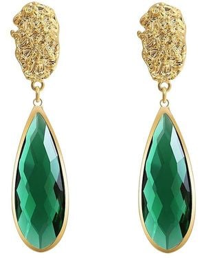 Liv Oliver 18K Plated 7.25 Ct. Tw. Gemstone Drop Earrings - Green