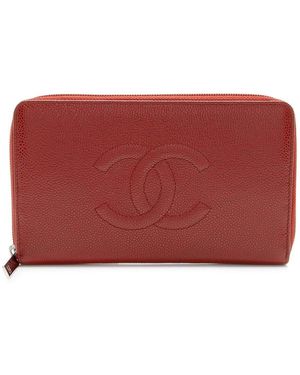 CHANEL Red Caviar Leather Timeless Zip Around Organizer Wallet (authentic Pre- Loved)
