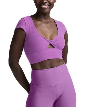 Beyond Yoga Spacedye Get It Twisted Cropped Tee - Purple