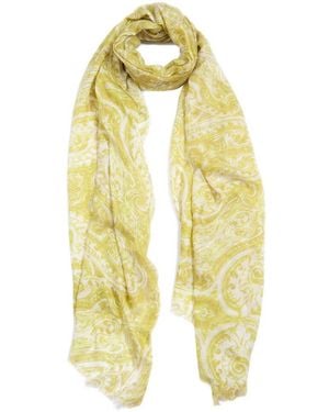 Blue Pacific Vintage Paisley Print Cashmere-blend Scarf - Yellow