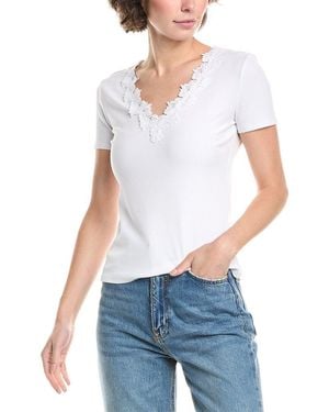 Jason Wu Lace Trim V-Neck Top - White