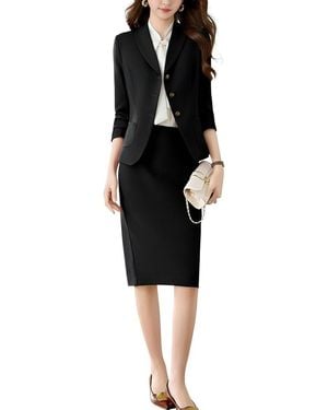FLORIDA CLOTHING 2Pc Jacket & Skirt Set - Black