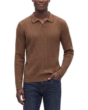 RAFFI Wool-Blend Drop Needle Shirt - Brown