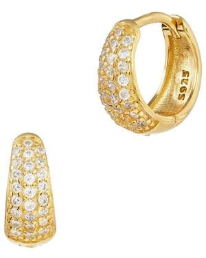 Savvy Cie 18k Over Silver Cz Hoops - Metallic
