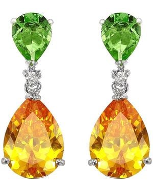Liv Oliver 18k Plated 8.75 Ct. Tw. Quartz Double Drop Earrings - Yellow