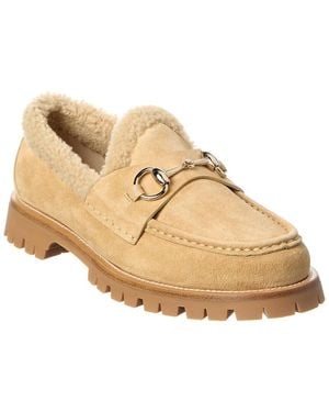 Gucci Horsebit Suede & Wool Loafer - Natural