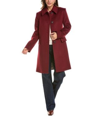 Fleurette Club Collar Wool Coat - Red