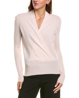 Sofiacashmere Modern Faux Wrap 100% Cashmere Sweater - White