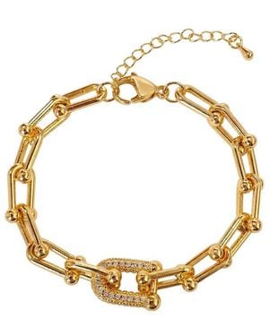 Liv Oliver 18K Plated Cz Modern Geometric Link Chain Bracelet - Metallic