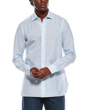 Isaia Linen-Blend Shirt - Blue