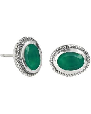 TIRAMISU Silver 1.50 Ct. Tw. Green Onyx Earrings