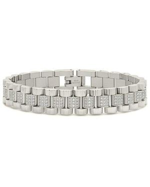 Sterling Forever Rhodium Plated Cz Accent Chain Watch Band - White