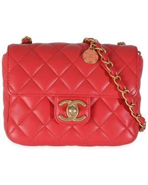 CHANEL Pink Quilted Leather Coco Pins Mini Flap Bag (authentic Pre-loved) - Red