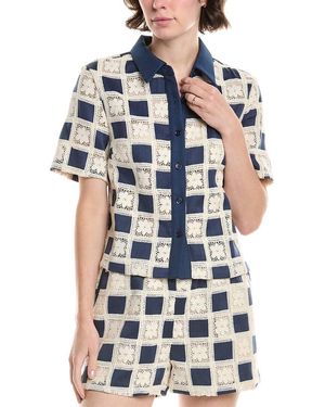 Endless Rose Crochet Patchwork Shirt - Blue