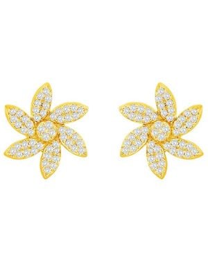 Suzy Levian 14k 0.20 Ct. Tw. Diamond Curved Flower Studs - Metallic